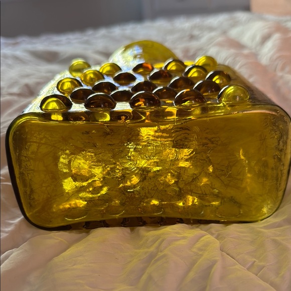 Vintage Blenko Amber Hobnail Bubble Glass Double Spout Water Pitcher - Picture 2 of 6